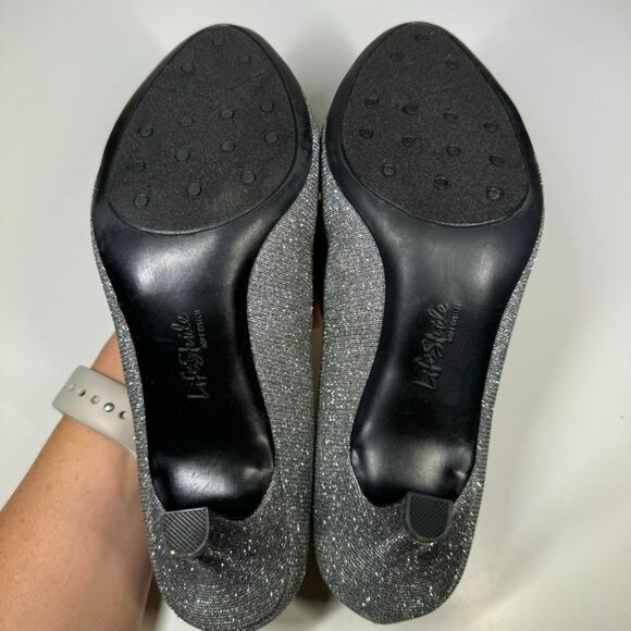 LifeStride Parigi Silver Glitter Heels Size 7.5M Dress Pumps Soft System - Picture 10 of 11
